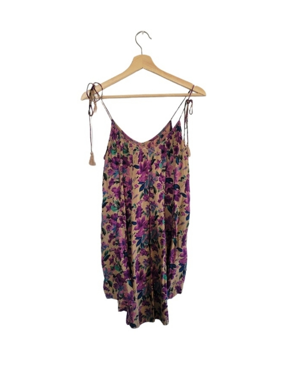 GYPSY SOUL Designs 100% Cotton Floral Tie-Shoulder Tank Top Size M/L Boho Beach